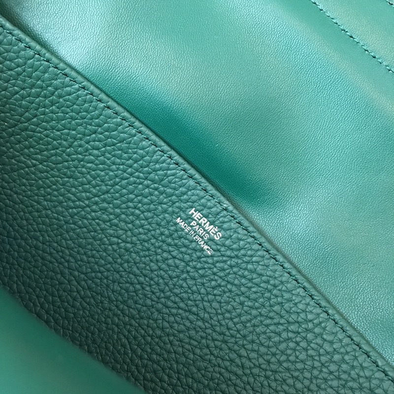 에르메스 할잔백31 그린 은장 소가죽